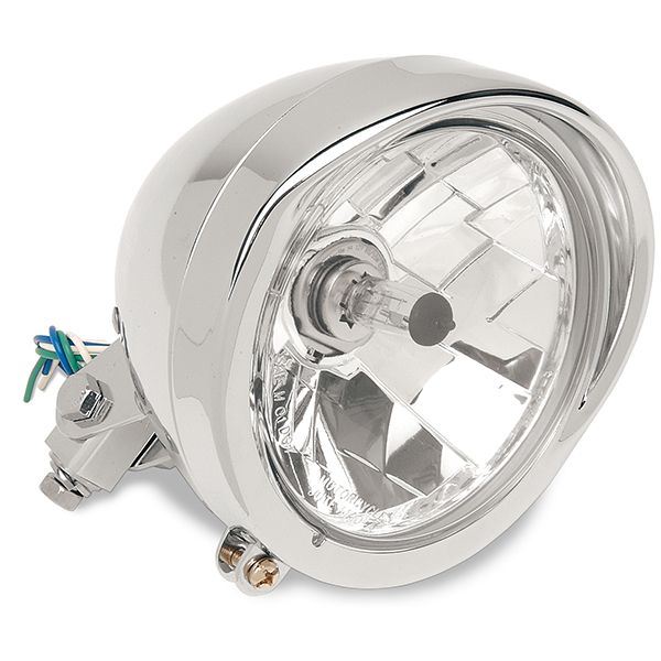 Drag Specialties 5-3/4 Head Light with Visor - Clear Lens - Chrome 20-0444