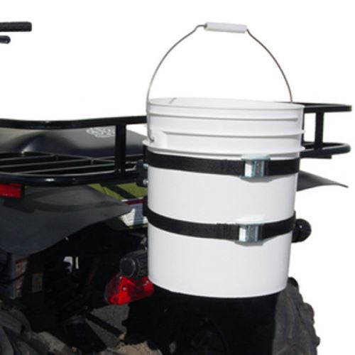 An inexpensive 5 gallon bucket mount for your ATV rack. 