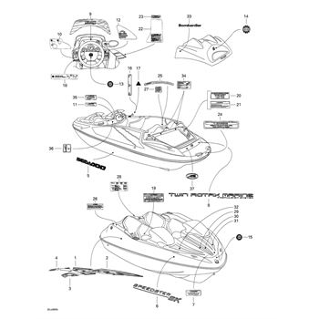 204900369 Sea-Doo Decal - Bow Cover(cen) Speedster Sk (red