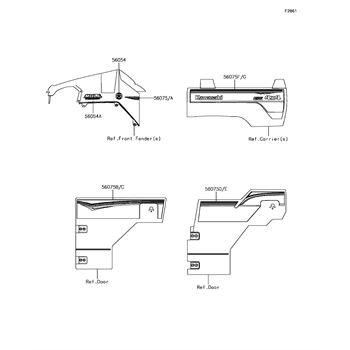 Decals replacement parts for 2018 Kawasaki Mule Pro-FXT