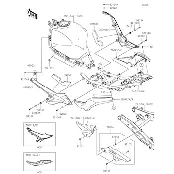 Kawasaki 36041 - 0034 - 35Y - Cover - Tail, Rh, M.r.purple
